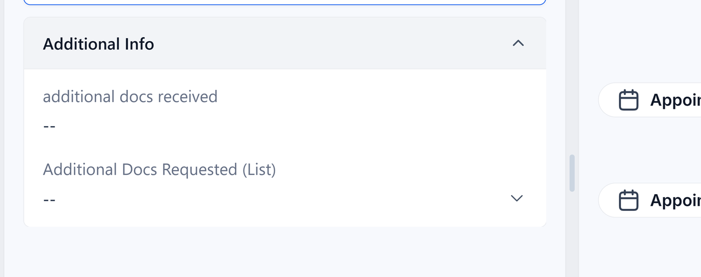 Additional Docs Requested (List) field on the contact record